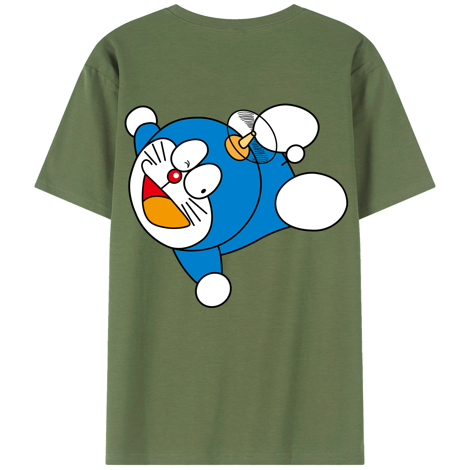 （画像用） ドラえもん Doraemon 綿100％ メンズ半袖Tシャツ（バックプリント） 通気性